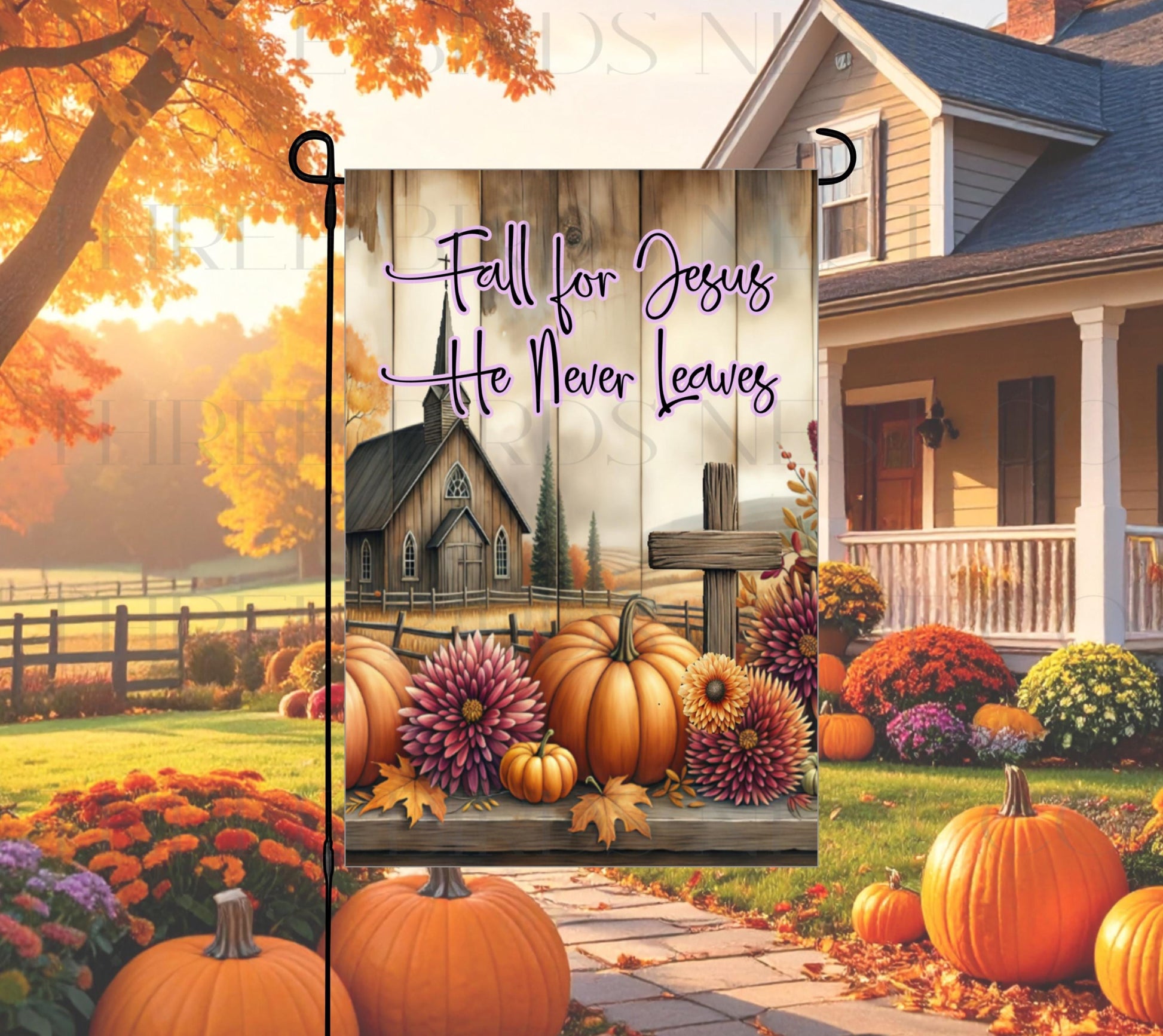 Fall for Jesus Double-Sided Garden Flag, Christian Gifts