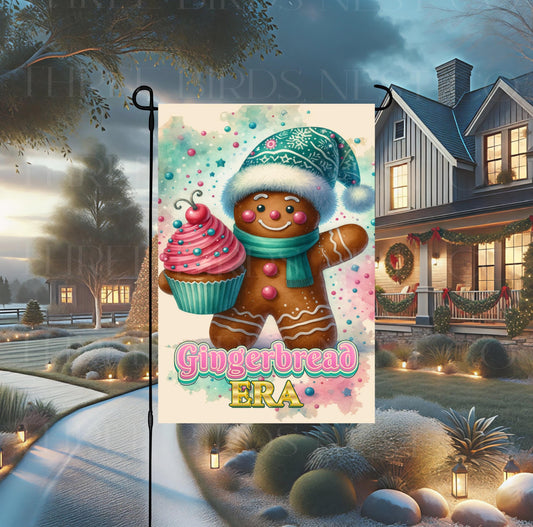 Christmas Double-Sided Garden Flag, Gingerbread Lover, In My Era, Pastel Decor, Sweets