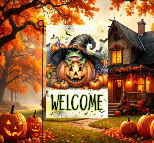 Halloween Double-Sided Garden Flag, Frog Lover