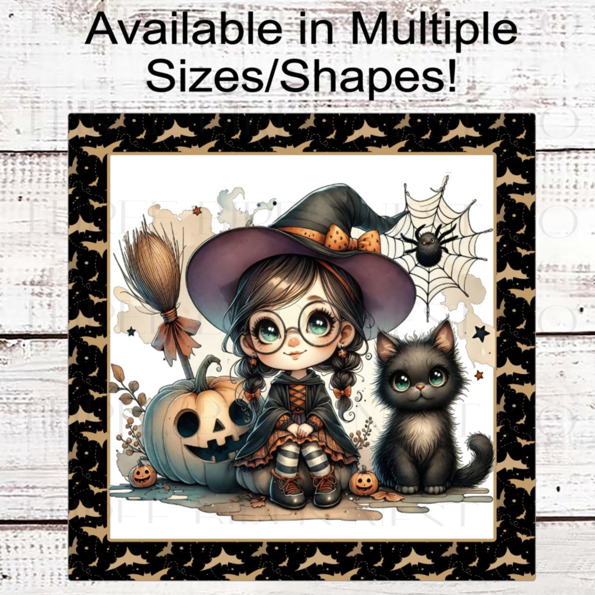 Halloween Wreath Sign, Black Cat Lover, Bats Decor- H2185