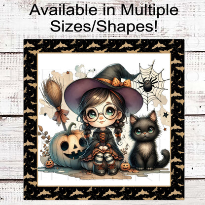 Halloween Wreath Sign, Black Cat Lover, Bats Decor- H2185