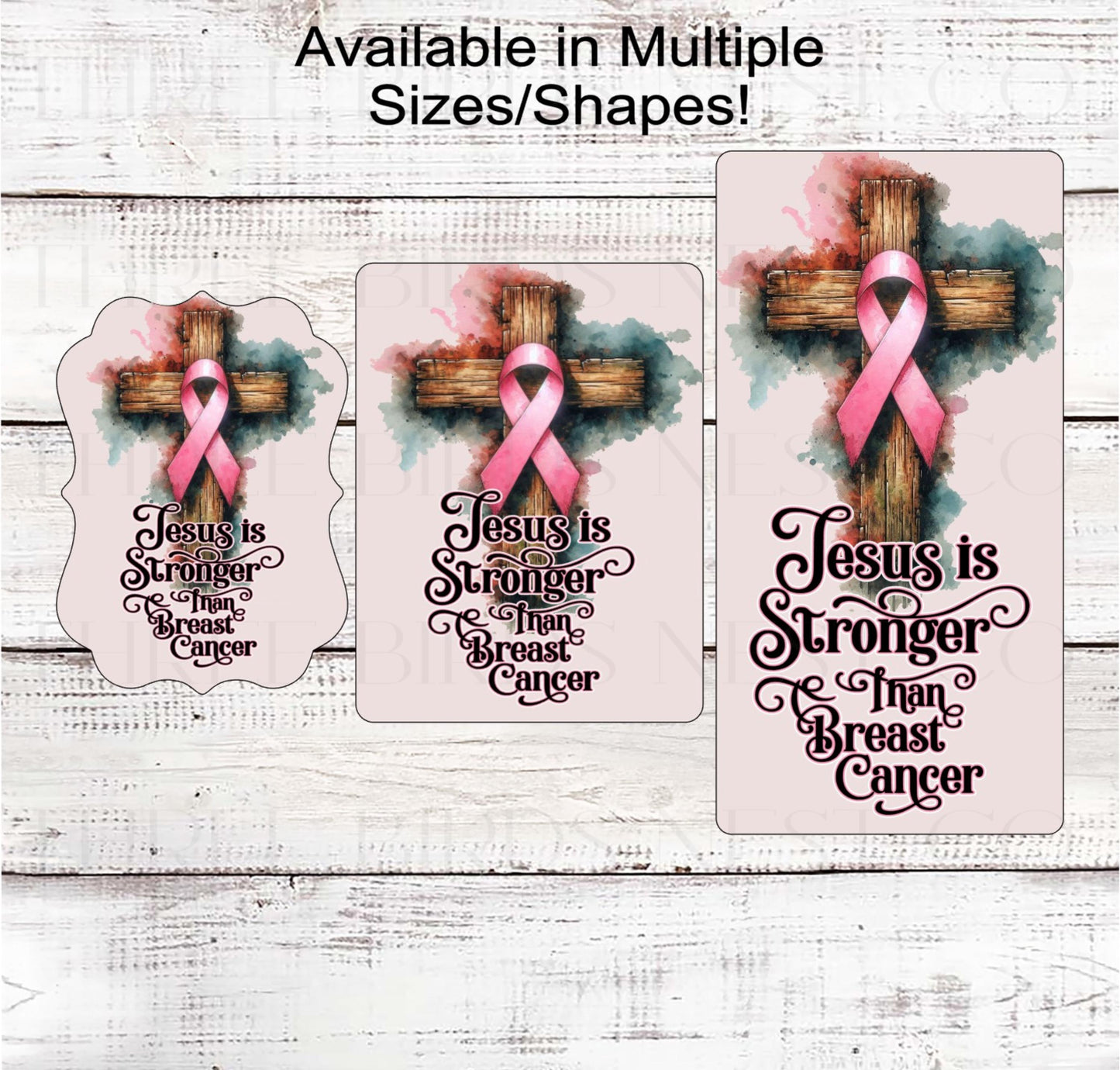 Breast Cancer Awareness Wreath Sign, Jesus is Stronger, Christian Cross Gifts- A1777