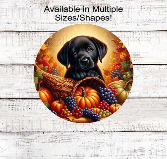 Fall Wreath Sign, Labrador Retriever Dog, Black Lab Lover, Thanksgiving Decor- PA2208