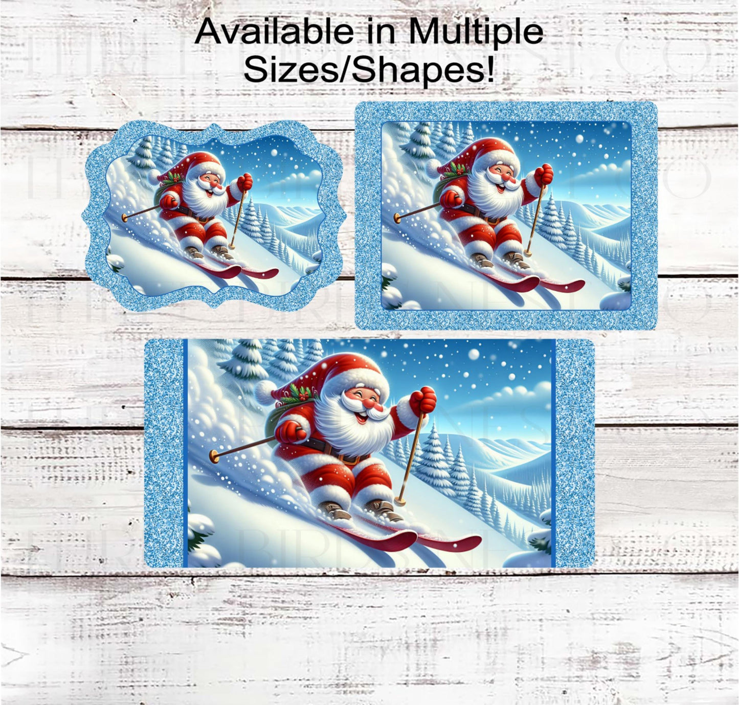 Christmas Wreath Signs, Santa Claus, Snow Skiing, Winter Wonderland- CW2213