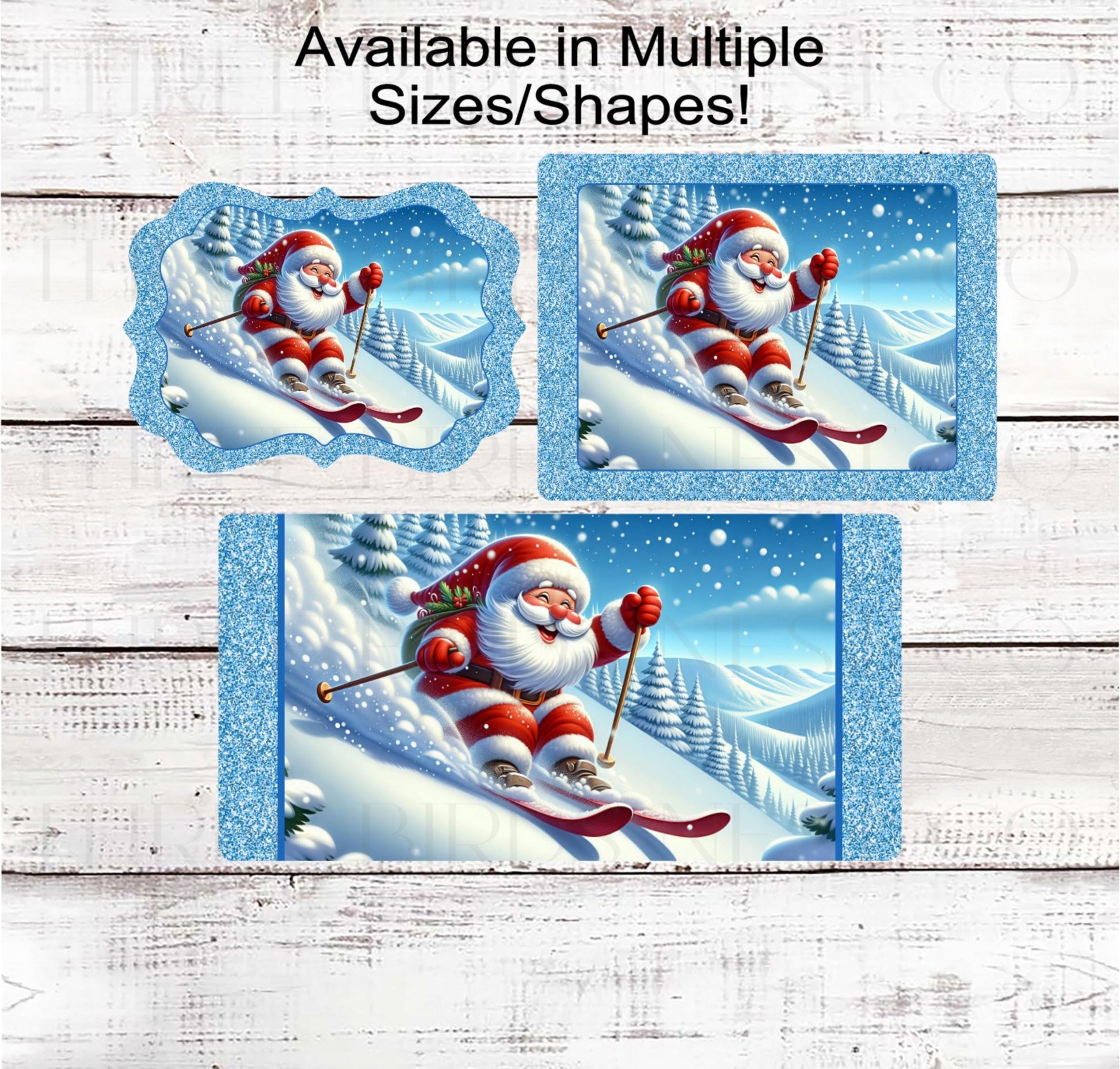 Christmas Wreath Signs, Santa Claus, Snow Skiing, Winter Wonderland- CW2213