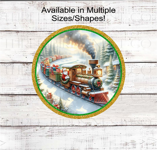 Christmas Wreath Signs, Santa Claus, Train Lover- CW2214