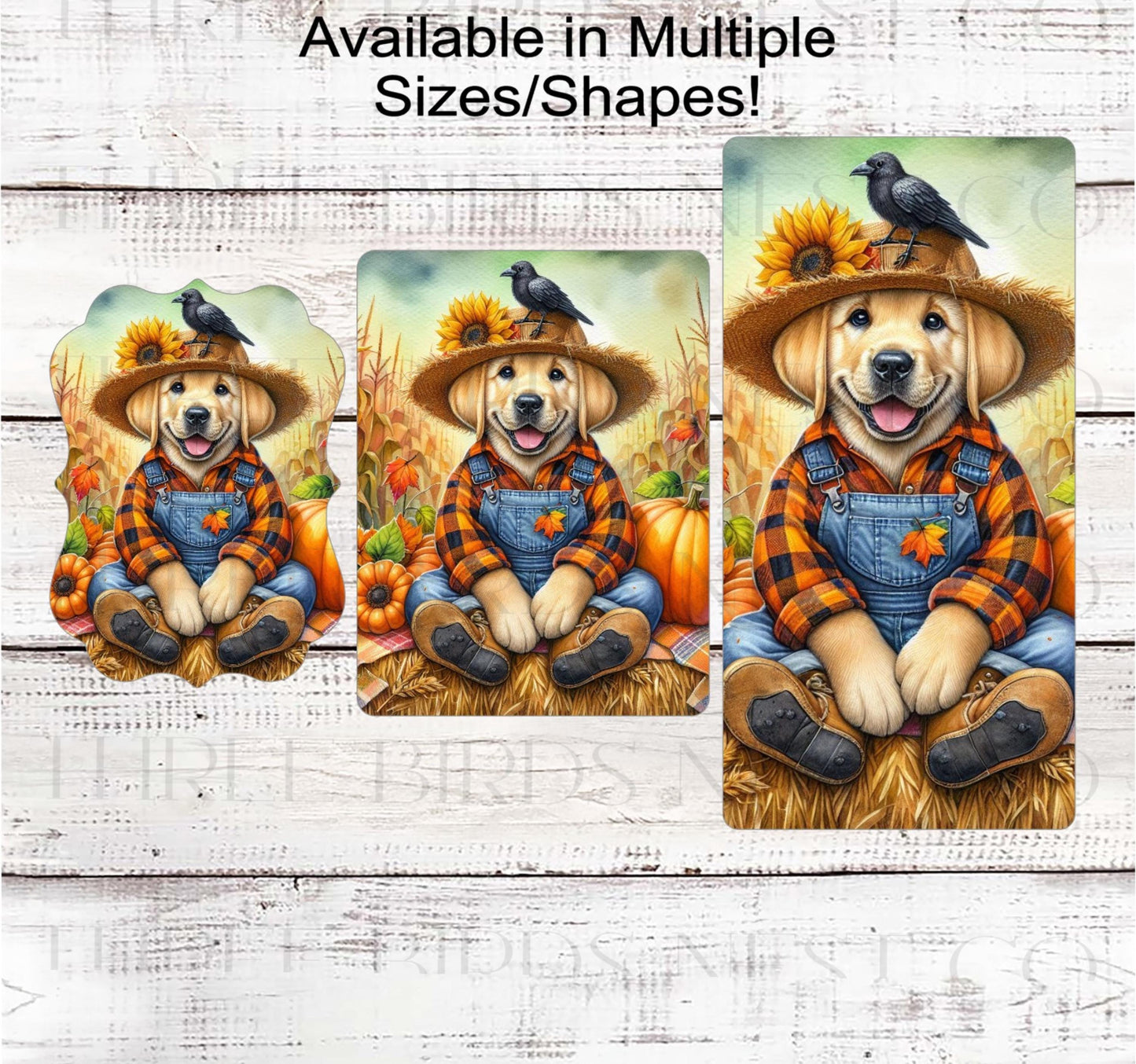 Fall Wreath Sign, Labrador Retriever Dog, Yellow Lab Lover, Autumn Scarecrow- PA2216