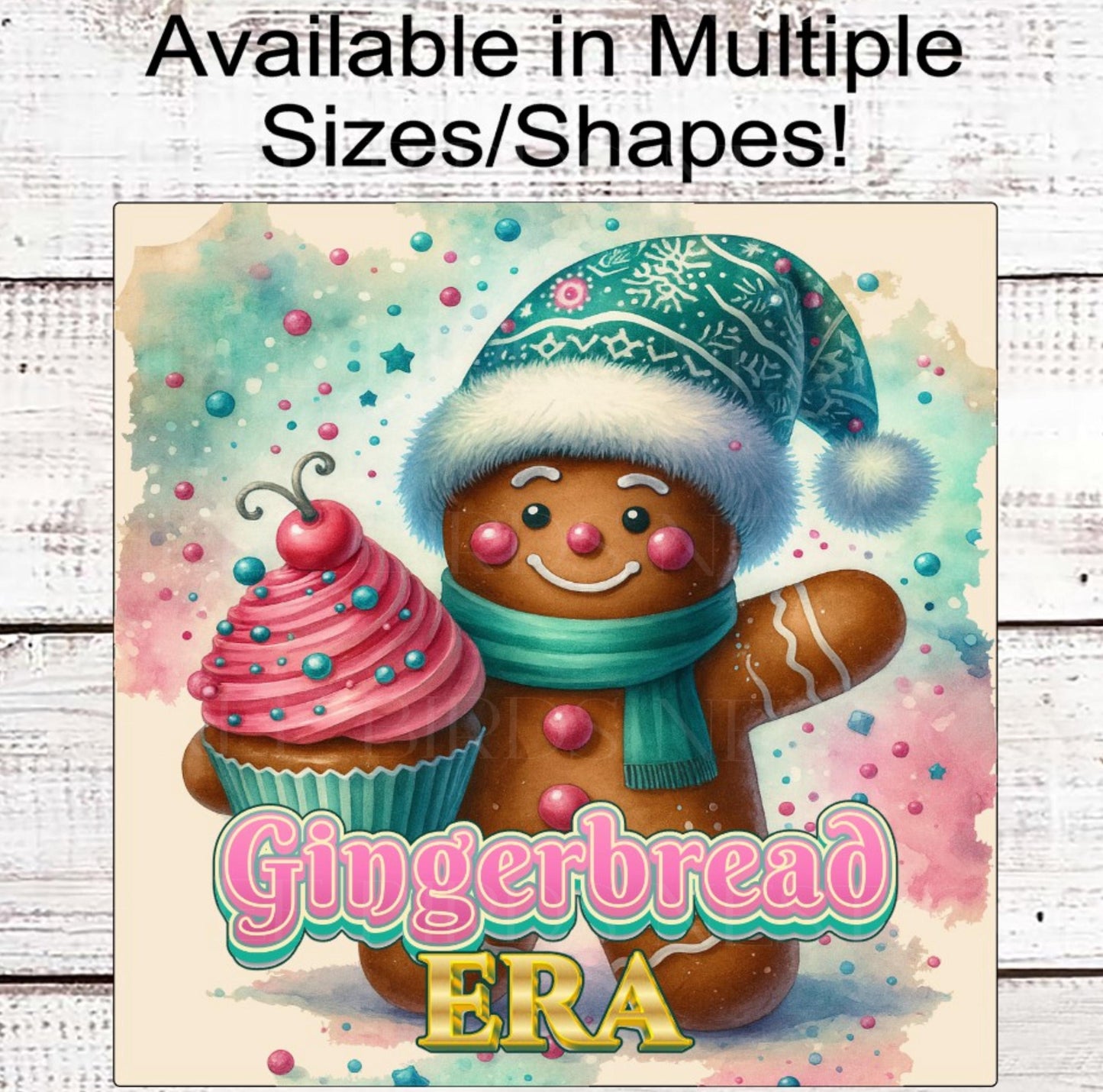 Christmas Wreath Signs, Gingerbread Era, Pastel Cupcake- CW2192