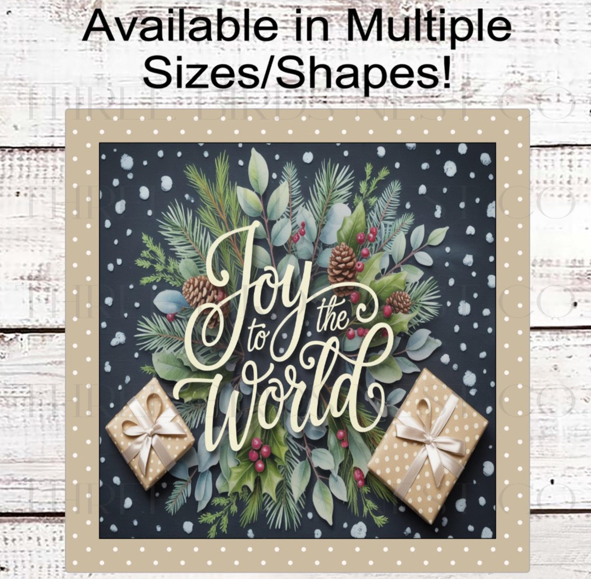 Christmas Wreath Sign, Joy to the World, Gold Presents, Jesus is the Reason- CW2194