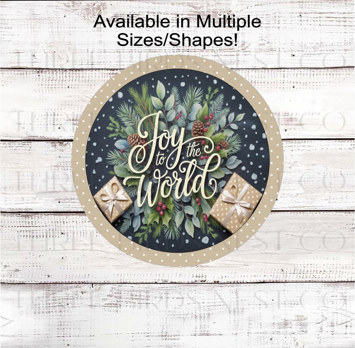 Christmas Wreath Sign, Joy to the World, Gold Presents, Jesus is the Reason- CW2194