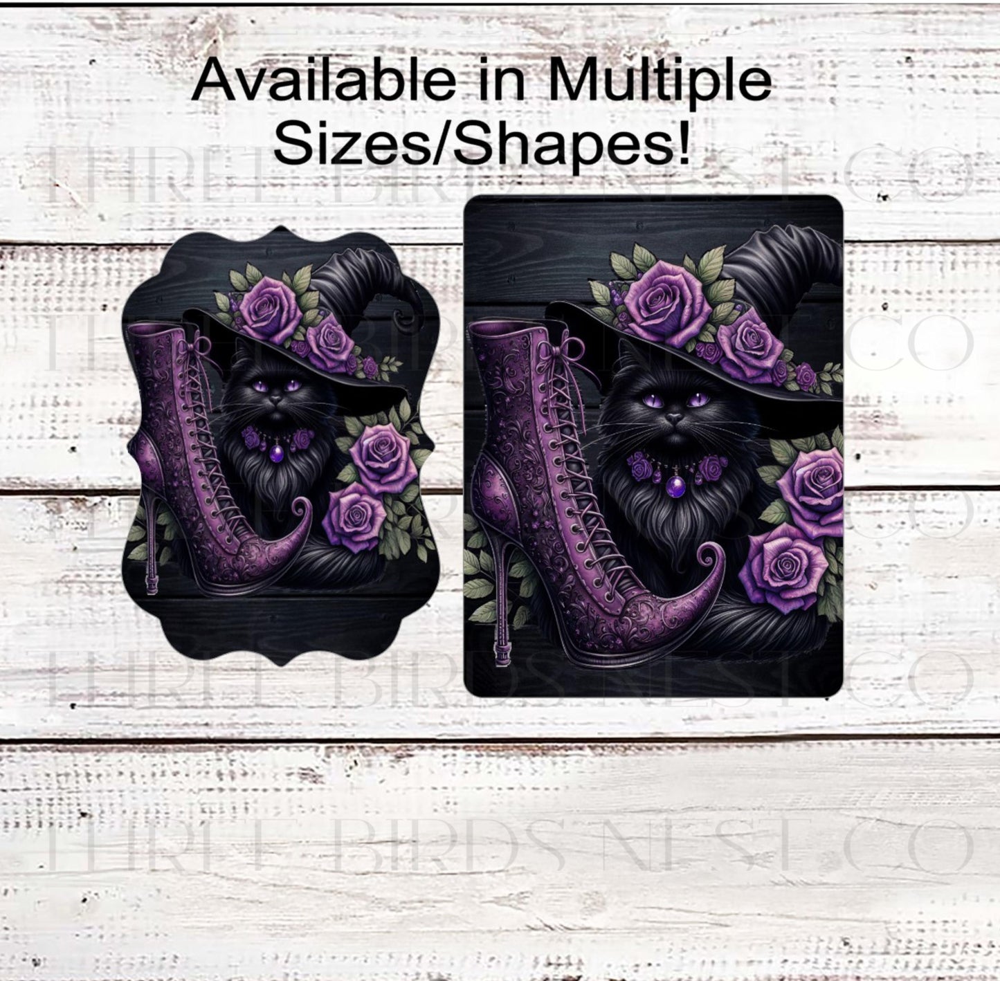 Halloween Wreath Signs, Black Cat Lover, Witch Boot, Roses Decor, Spooky Season- H2199