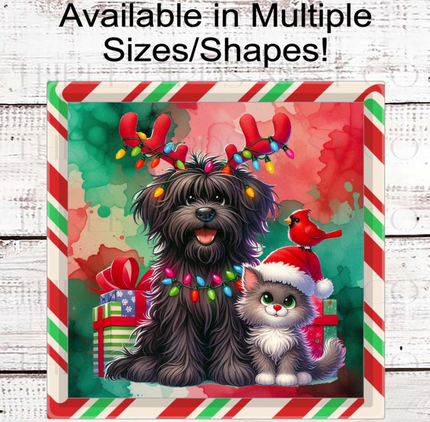 Christmas Wreath Signs, Dog and Cat Lover, Cardinal Bird, Pet Decor, Welcome Friends- PA2200