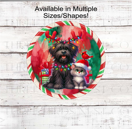 Christmas Wreath Signs, Dog and Cat Lover, Cardinal Bird, Pet Decor, Welcome Friends- PA2200