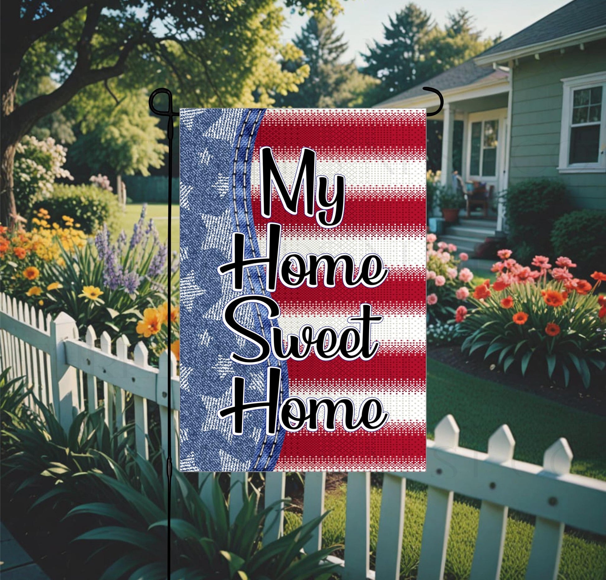 Patriotic Double-Sided Garden Flag, Home Sweet Home, Fourth of July Decor