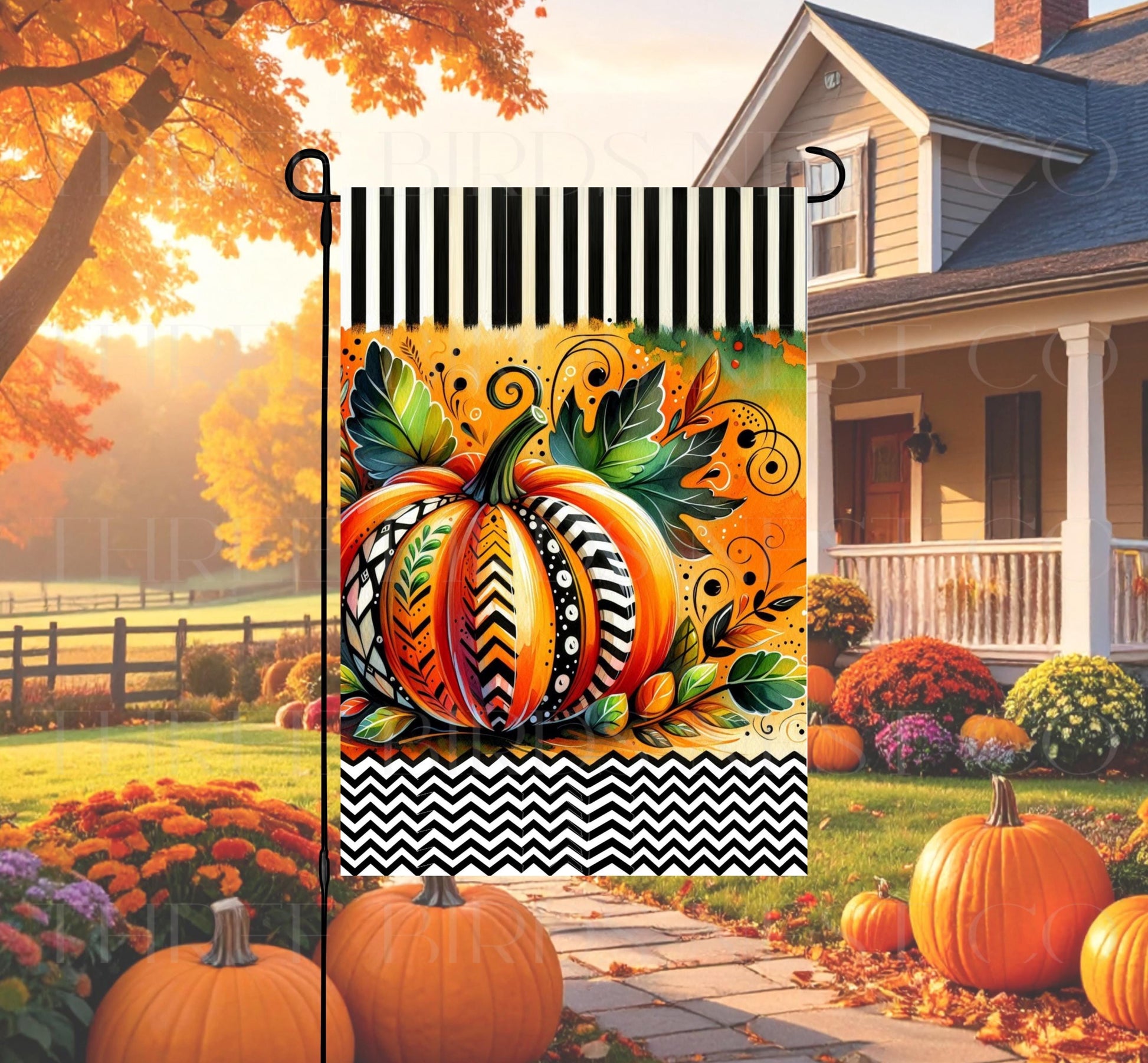 Fall Pumpkin Double-Sided Garden Flag