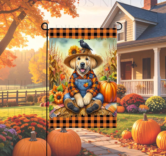 Fall Double-Sided Garden Flag, Labrador Retriever Dog Yellow Lab Lover