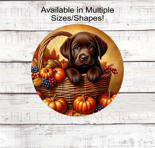 Fall Wreath Sign, Labrador Retriever Dog, Chocolate Lab Lover, Thanksgiving Decor- PA2209