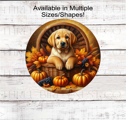 Fall Wreath Sign, Labrador Retriever Dog, Yellow Lab Lover, Thanksgiving Decor- PA2210