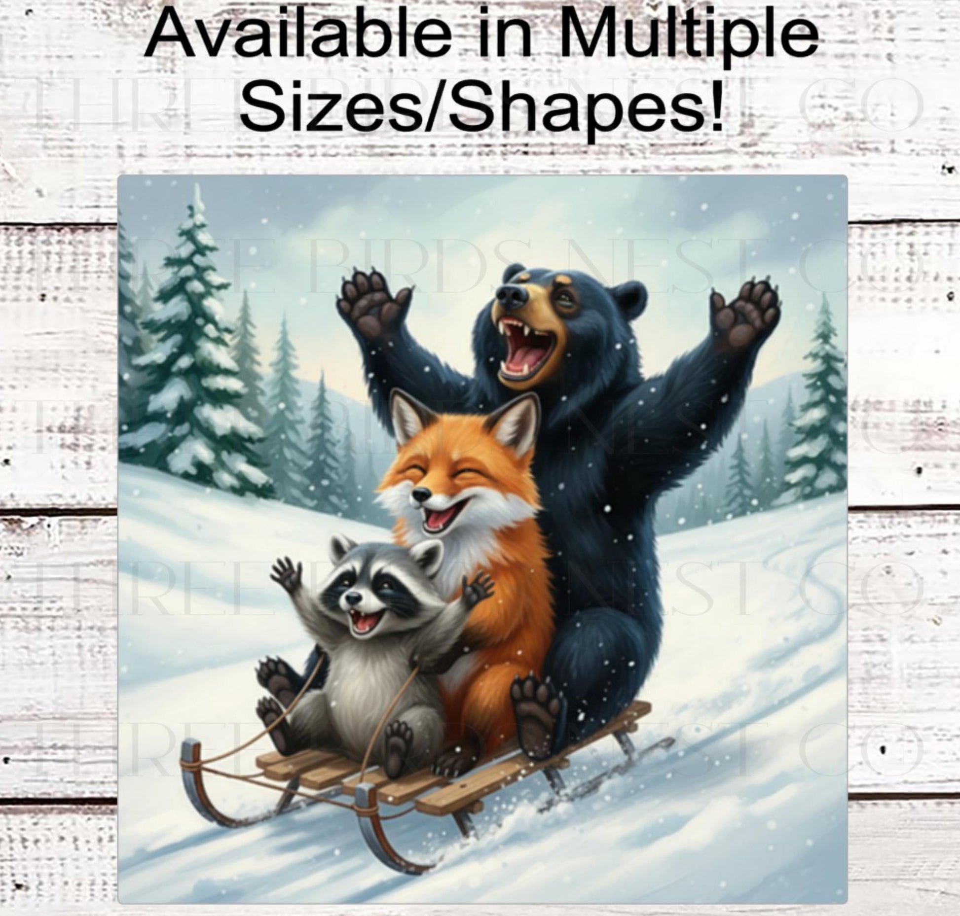 Winter Wreath Sign, Snowday, Bear, Fox and Raccoon Lover, Sledding, Snow Much Fun- CW2212