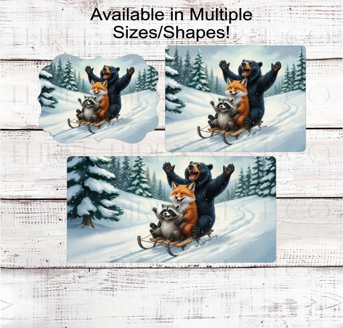 Winter Wreath Sign, Snowday, Bear, Fox and Raccoon Lover, Sledding, Snow Much Fun- CW2212
