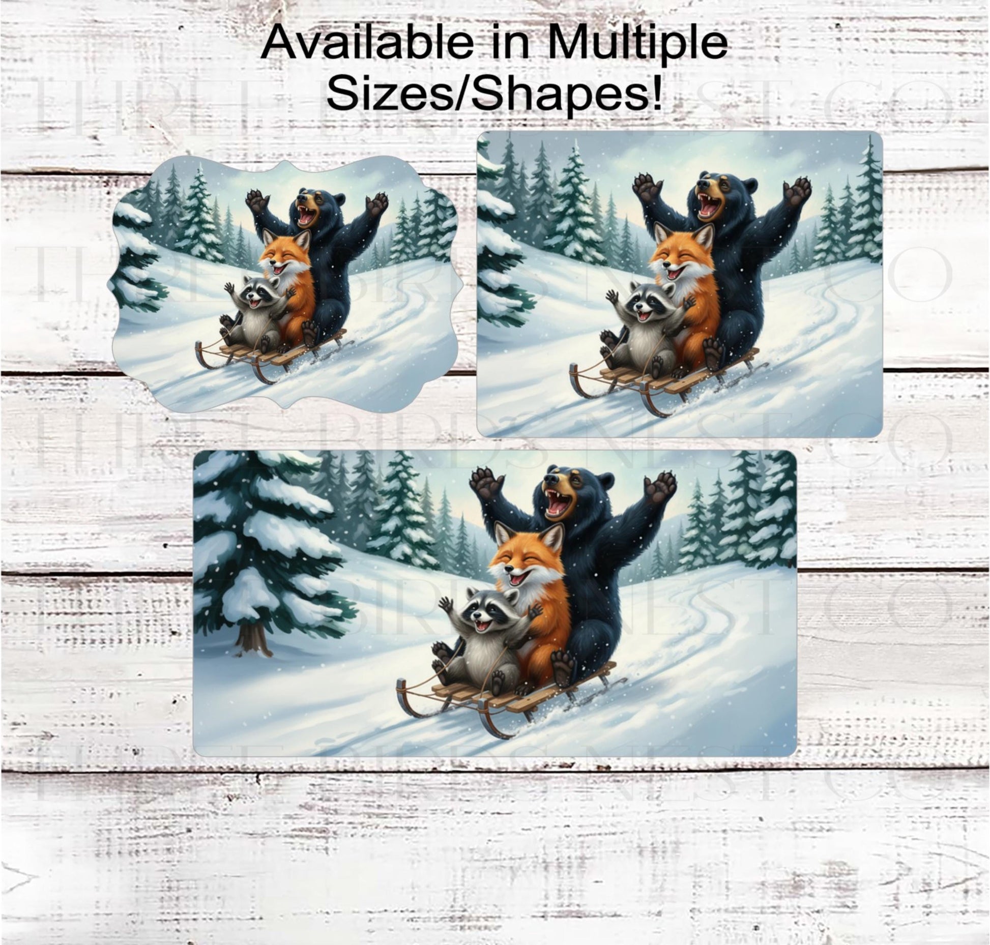 Winter Wreath Sign, Snowday, Bear, Fox and Raccoon Lover, Sledding, Snow Much Fun- CW2212