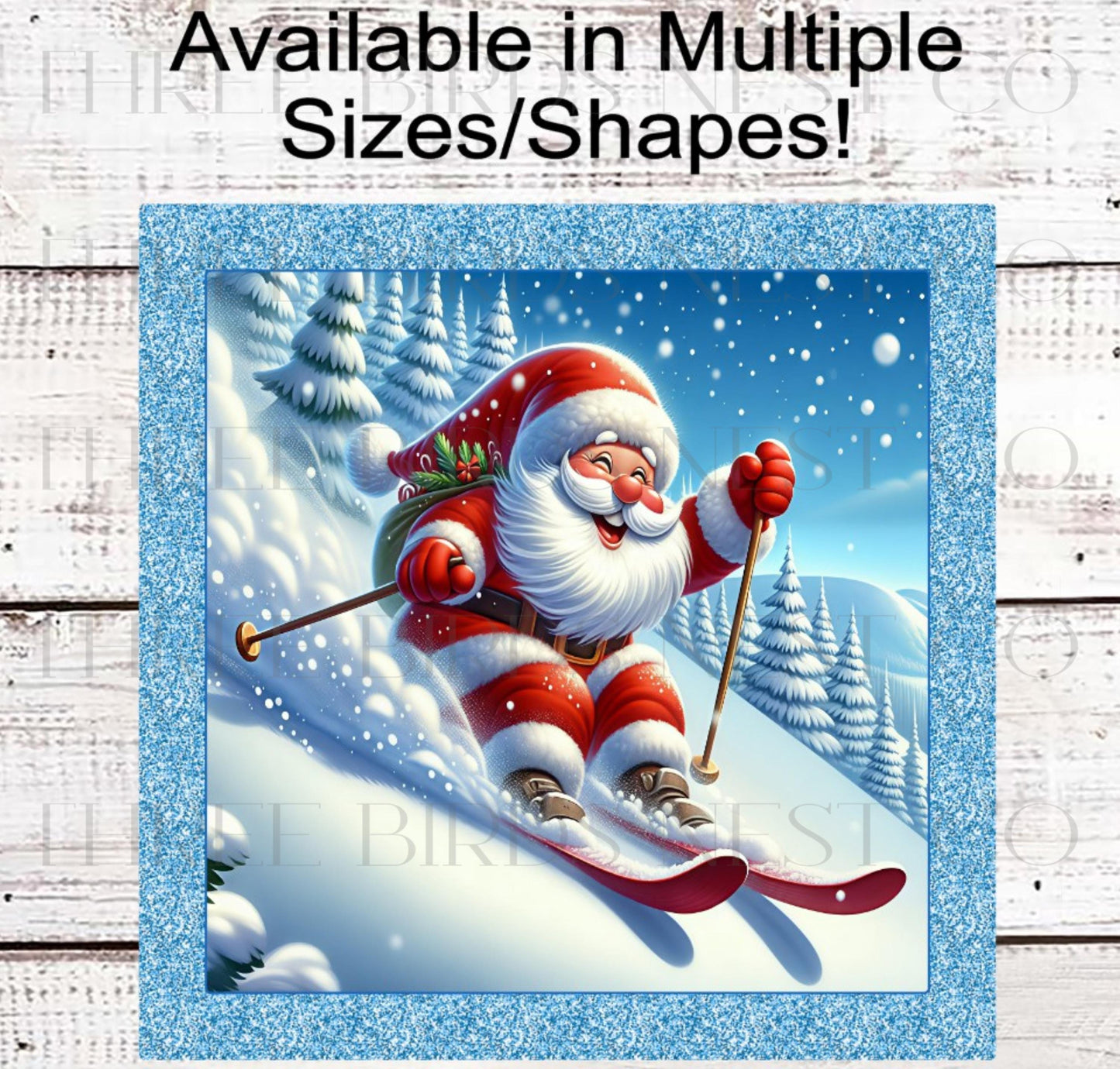Christmas Wreath Signs, Santa Claus, Snow Skiing, Winter Wonderland- CW2213