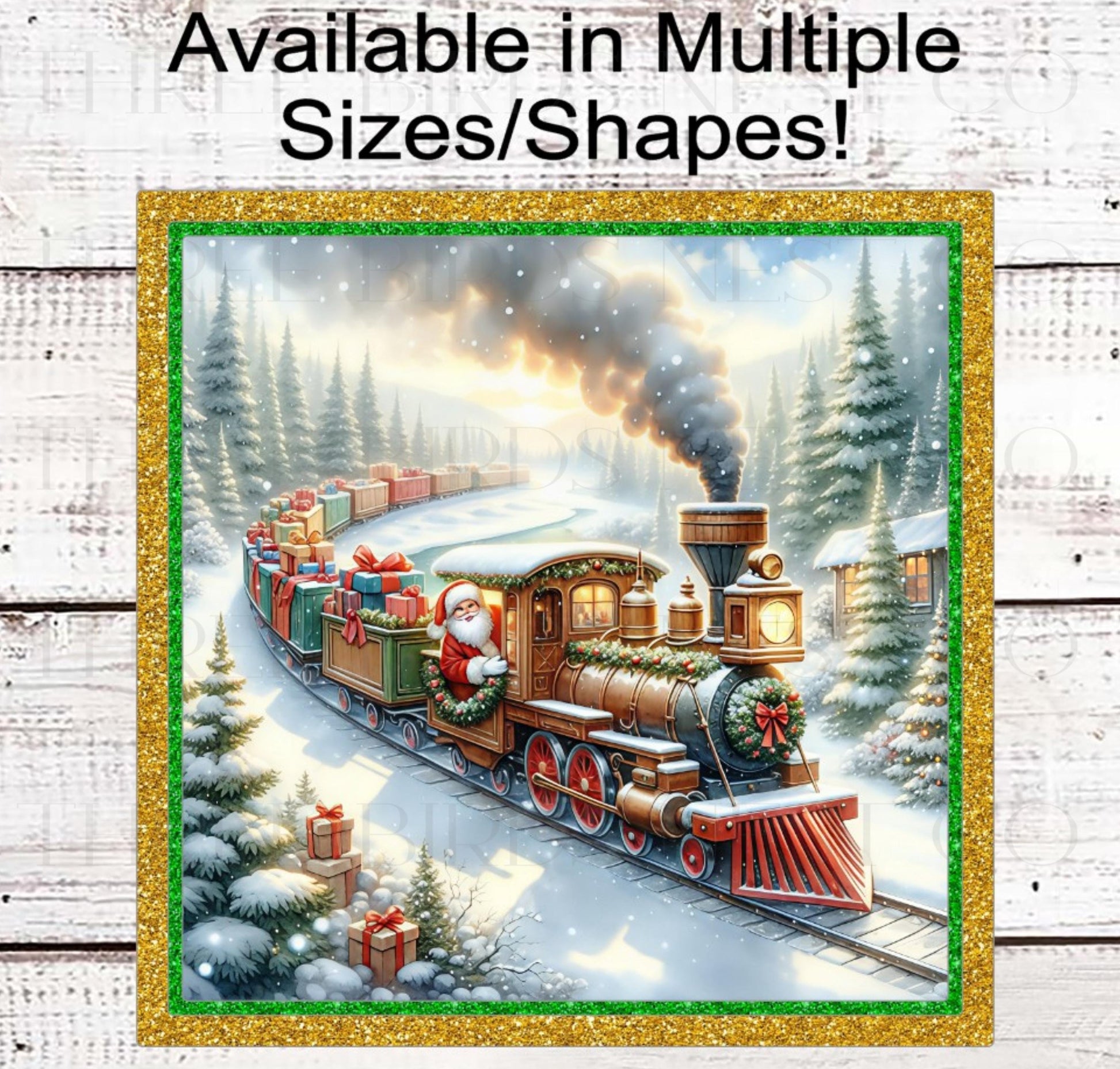Christmas Wreath Signs, Santa Claus, Train Lover- CW2214