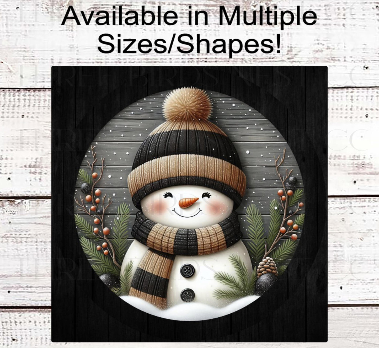 Snowman Wreath Sign, Rustic Farmhouse, Christmas Decor, Winter Welcome- CW2221
