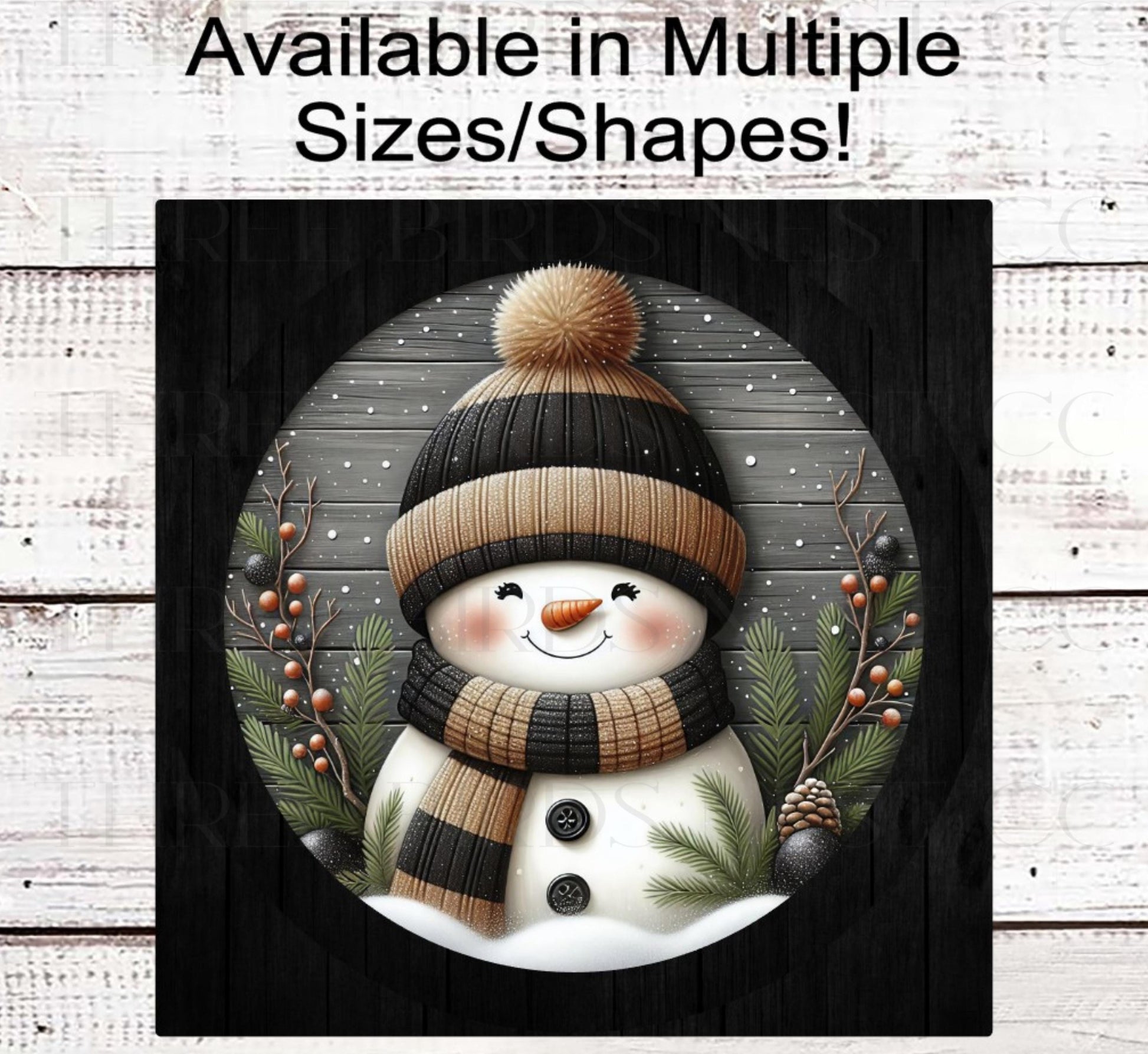 Snowman Wreath Sign, Rustic Farmhouse, Christmas Decor, Winter Welcome- CW2221