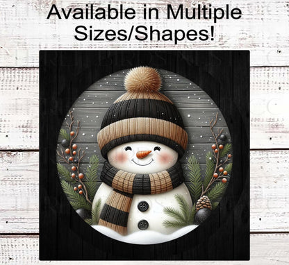 Snowman Wreath Sign, Rustic Farmhouse, Christmas Decor, Winter Welcome- CW2221