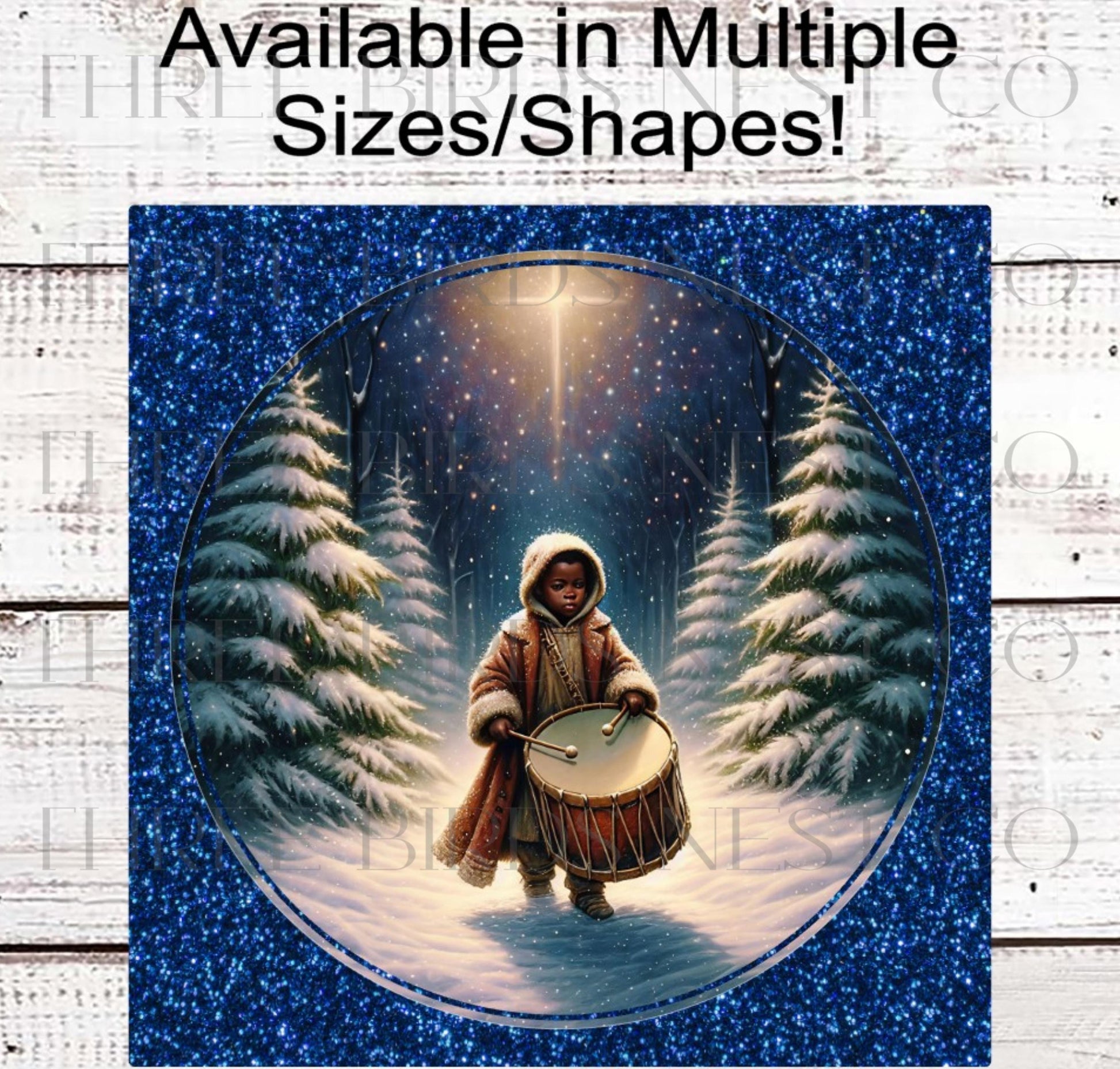 Christmas Wreath Signs, Little Drummer Boy, African American- ET2222