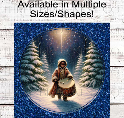 Christmas Wreath Signs, Little Drummer Boy, African American- ET2222