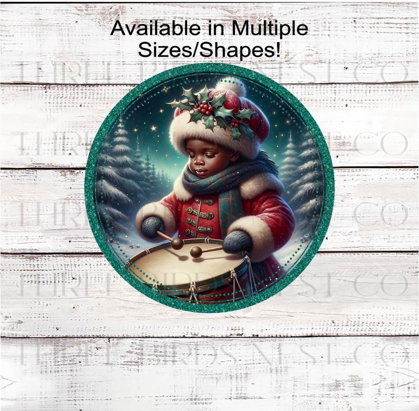 Christmas Wreath Signs, Little Drummer Boy, African American- ET2223