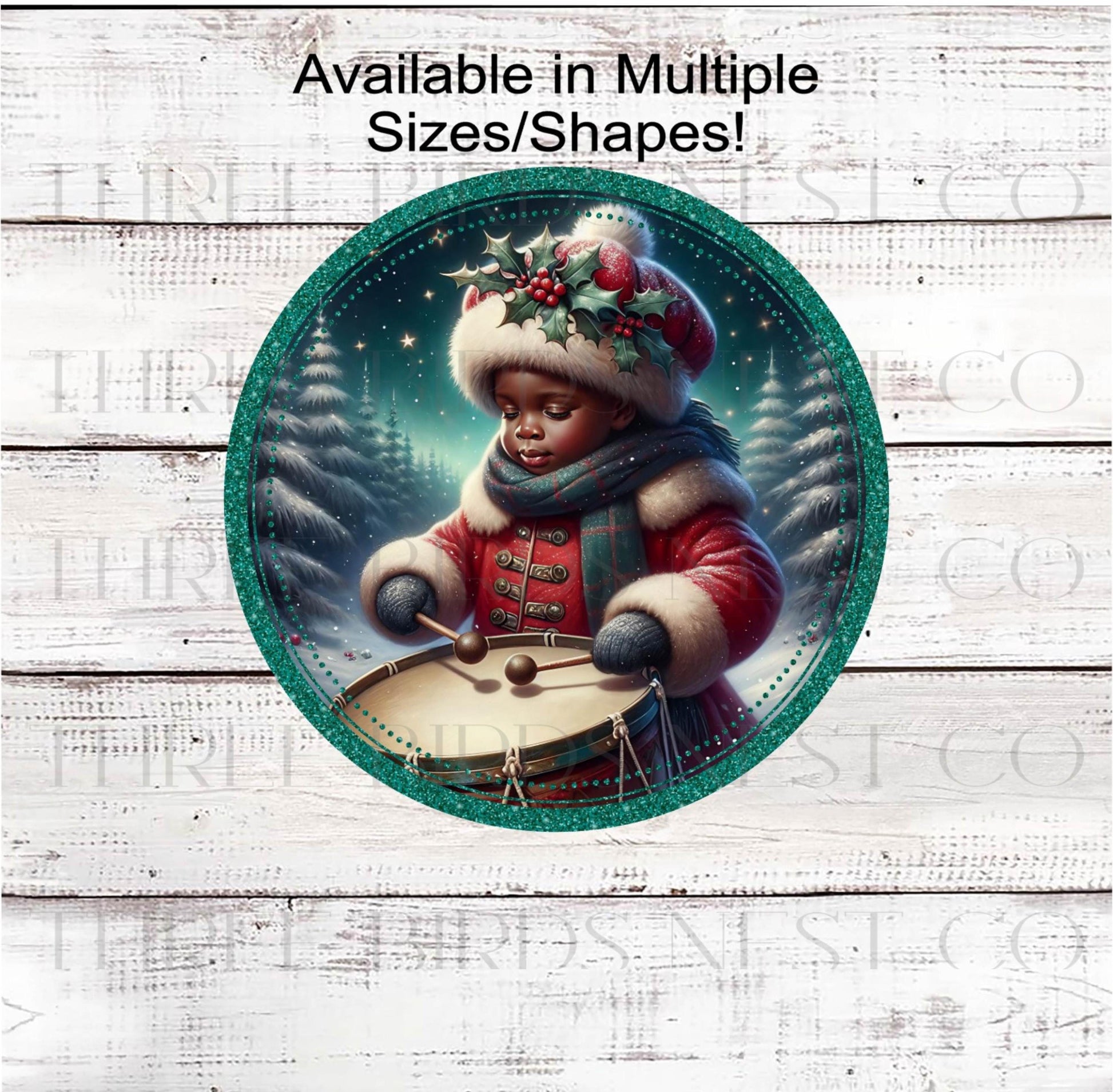 Christmas Wreath Signs, Little Drummer Boy, African American- ET2223
