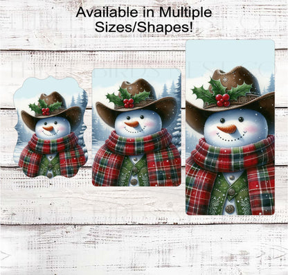 Snowman Wreath Sign, Cowboy Christmas, Winter Welcome, Western Decor- CW2217