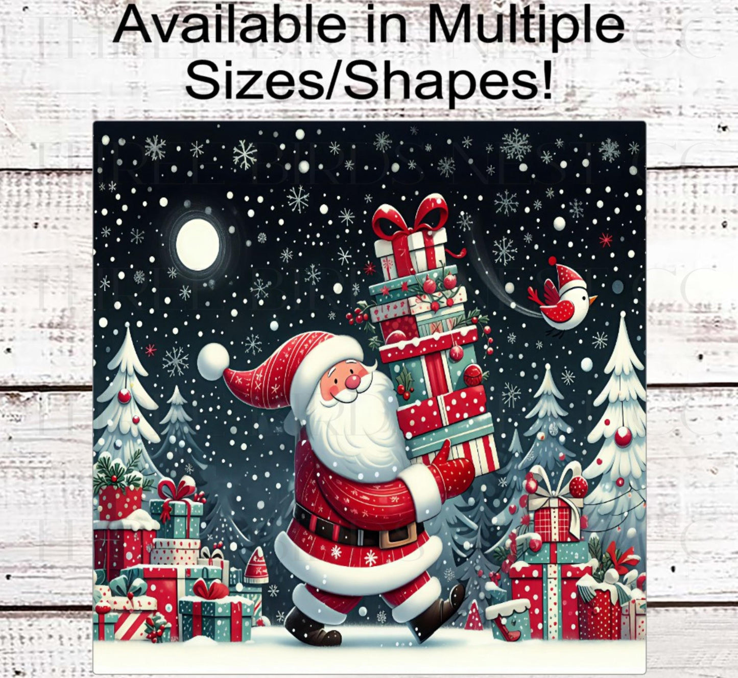 Christmas Wreath Signs, Santa Claus, Whimsical Decor- CW2231