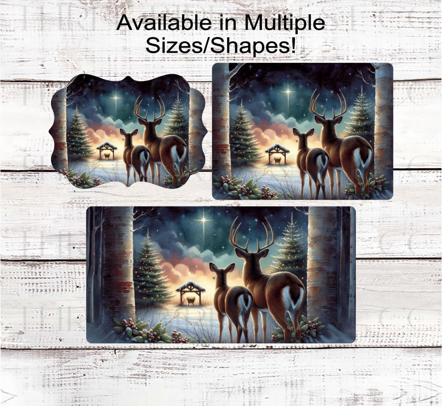 Nativity Wreath Sign: Deer and Jesus Manger, Rustic Christmas Cabin Decor