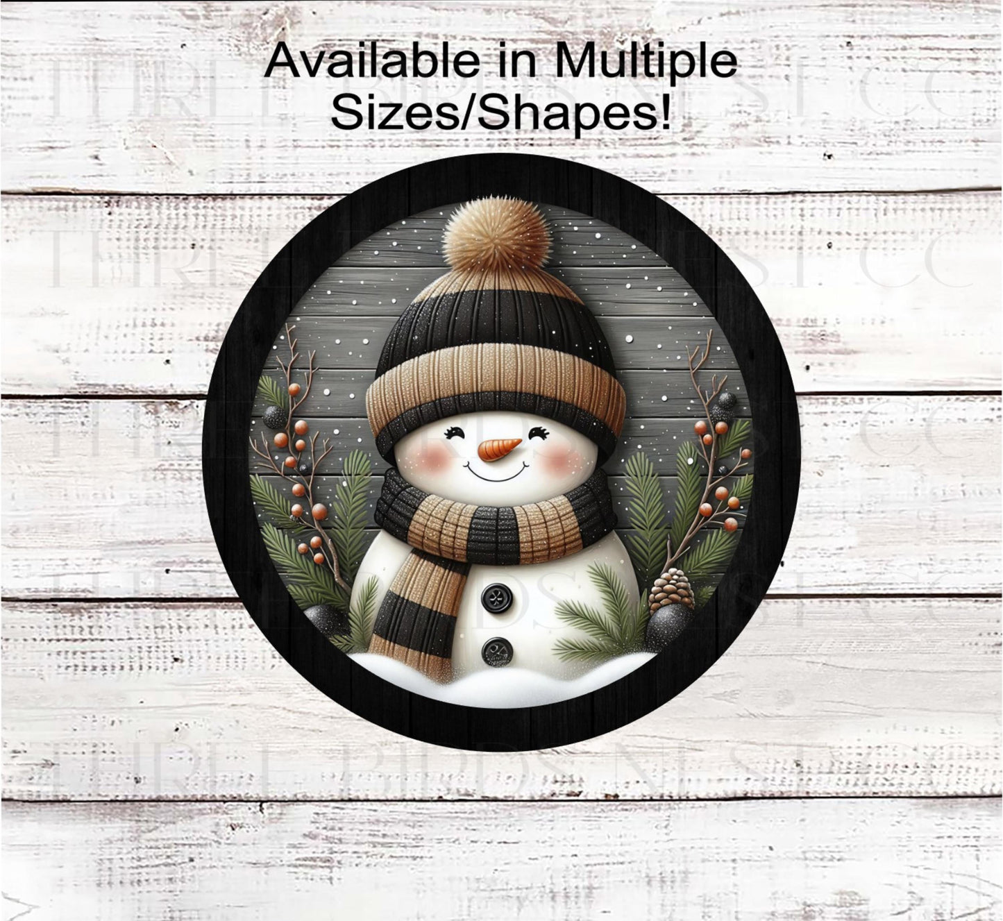 Snowman Wreath Sign, Rustic Farmhouse, Christmas Decor, Winter Welcome- CW2221