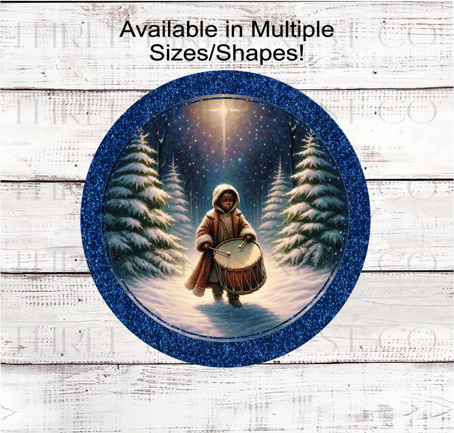 Christmas Wreath Signs, Little Drummer Boy, African American- ET2222