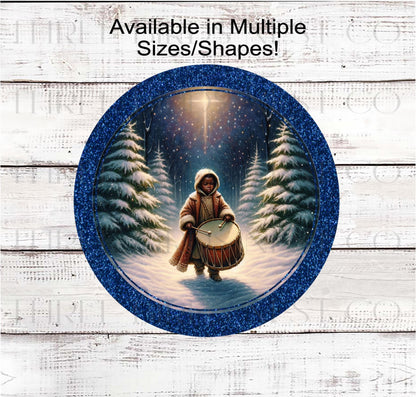 Christmas Wreath Signs, Little Drummer Boy, African American- ET2222