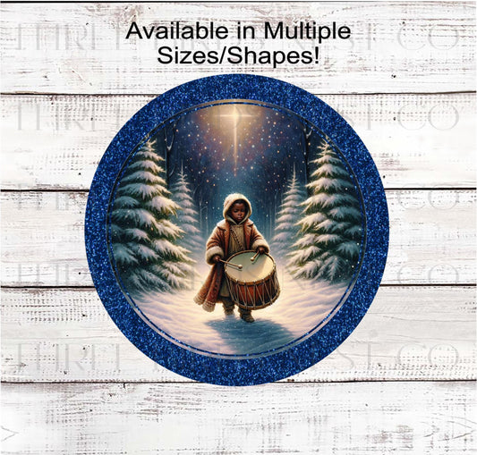 Christmas Wreath Signs, Little Drummer Boy, African American- ET2222