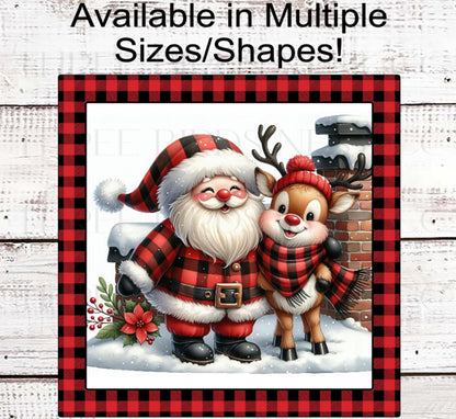 Christmas Wreath Sign, Santa Claus is Coming to Town, Reindeer Lover- CW2227