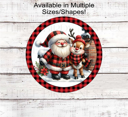 Christmas Wreath Sign, Santa Claus is Coming to Town, Reindeer Lover- CW2227
