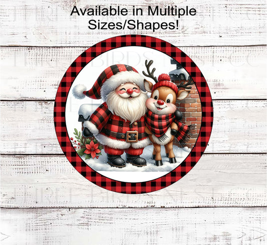 Christmas Wreath Sign, Santa Claus is Coming to Town, Reindeer Lover- CW2227