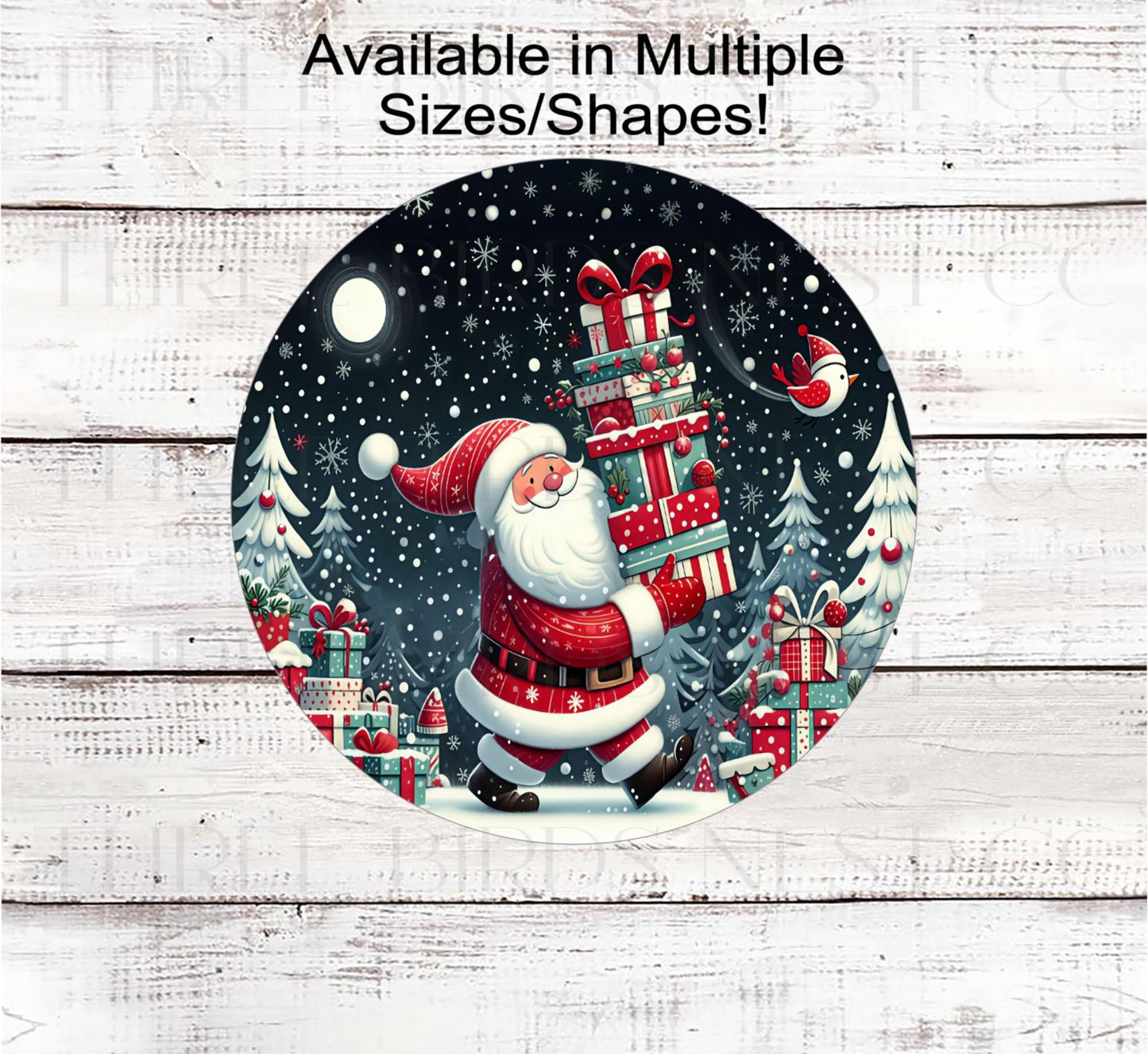 Christmas Wreath Signs, Santa Claus, Wrapped Gift, Winter Wonderland- CW2228