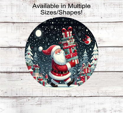 Christmas Wreath Signs, Santa Claus, Wrapped Gift, Winter Wonderland- CW2228