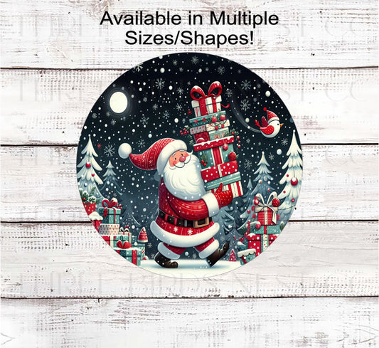 Christmas Wreath Signs, Santa Claus, Wrapped Gift, Winter Wonderland- CW2228