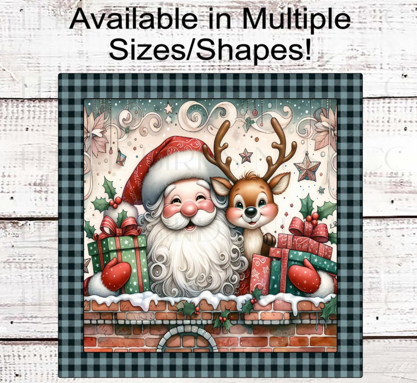 Christmas Wreath Signs, Santa Claus, Red Nose, Reindeer Decor- CW2228