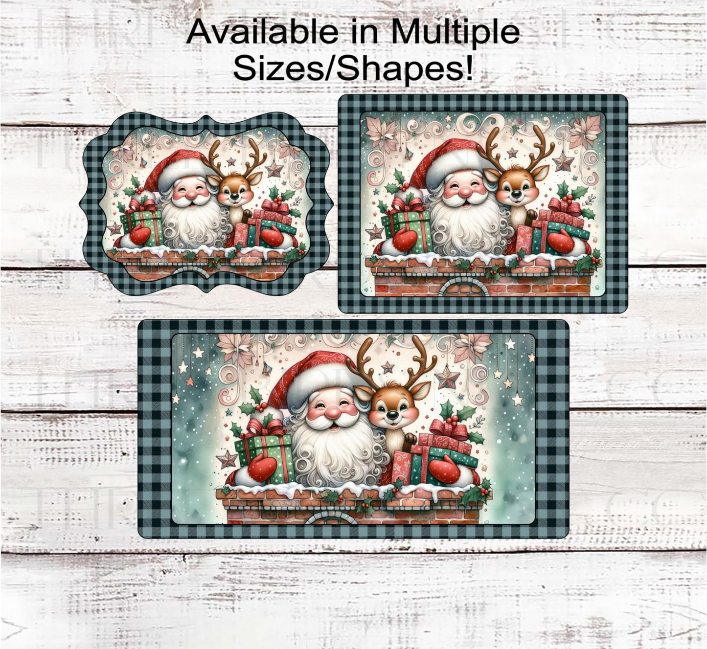 Christmas Wreath Signs, Santa Claus, Red Nose, Reindeer Decor- CW2228