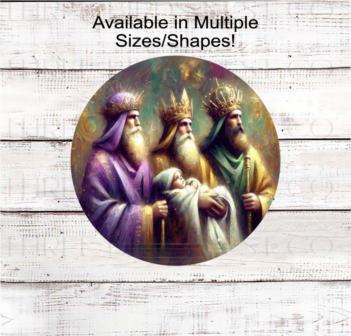 Nativity Wreath Signs, Three Kings Day, Wise Men, Elegant Christmas, Religious Gifts- CW2238